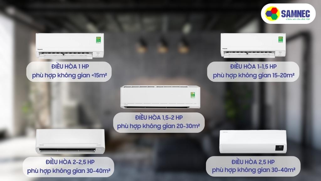 Công suất điều hòa phù hợp với diện tích phòng