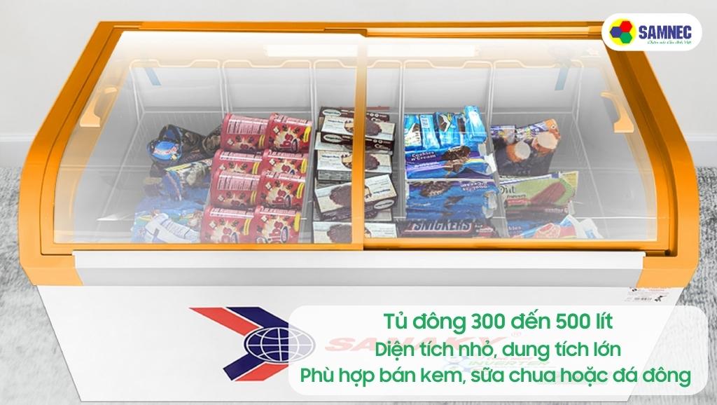 Tủ đông dung tích 300 đến 500 lít cho cửa hàng nhỏ