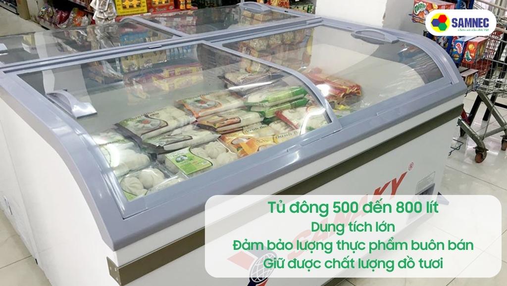 Tủ đông 500 đến 800 lít cho siêu thị mini