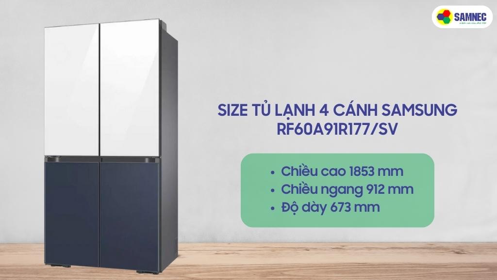 Tủ lạnh Samsung 4 cánh RF60A91R177/SV