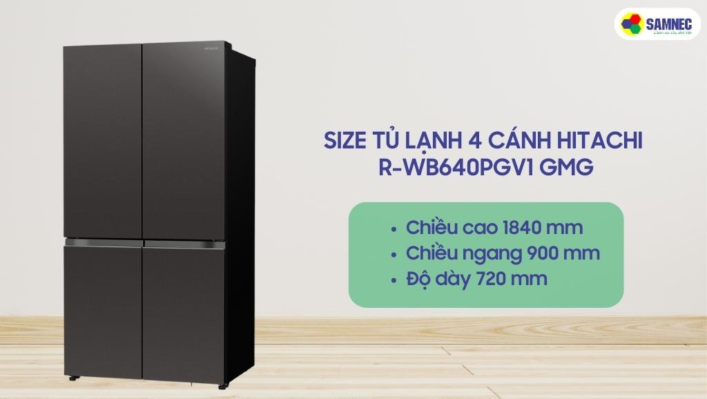 Tủ lạnh Hitachi 4 cánh R-WB640PGV1 GMG