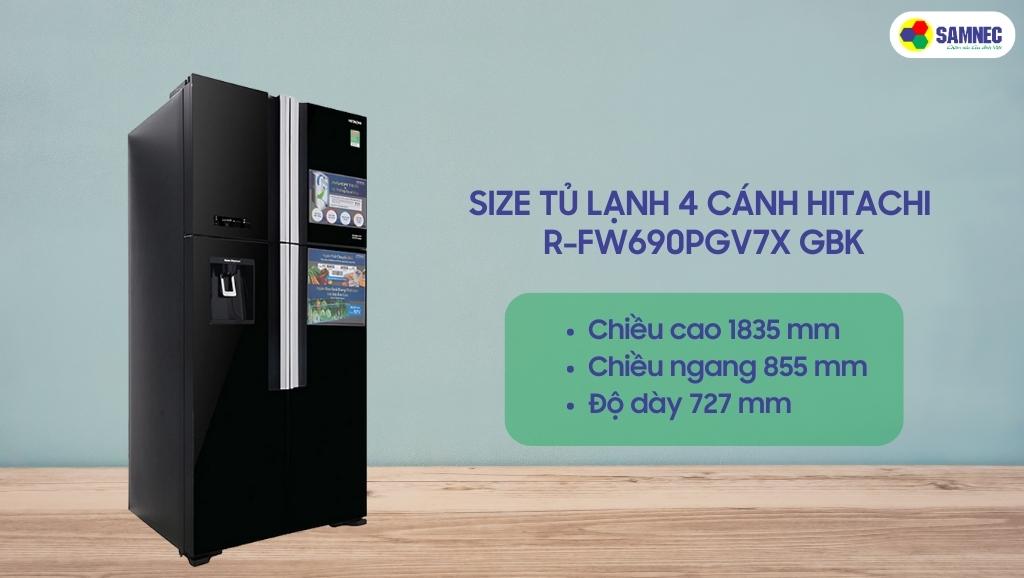 Tủ lạnh Hitachi 4 cánh R-FW690PGV7X GBK