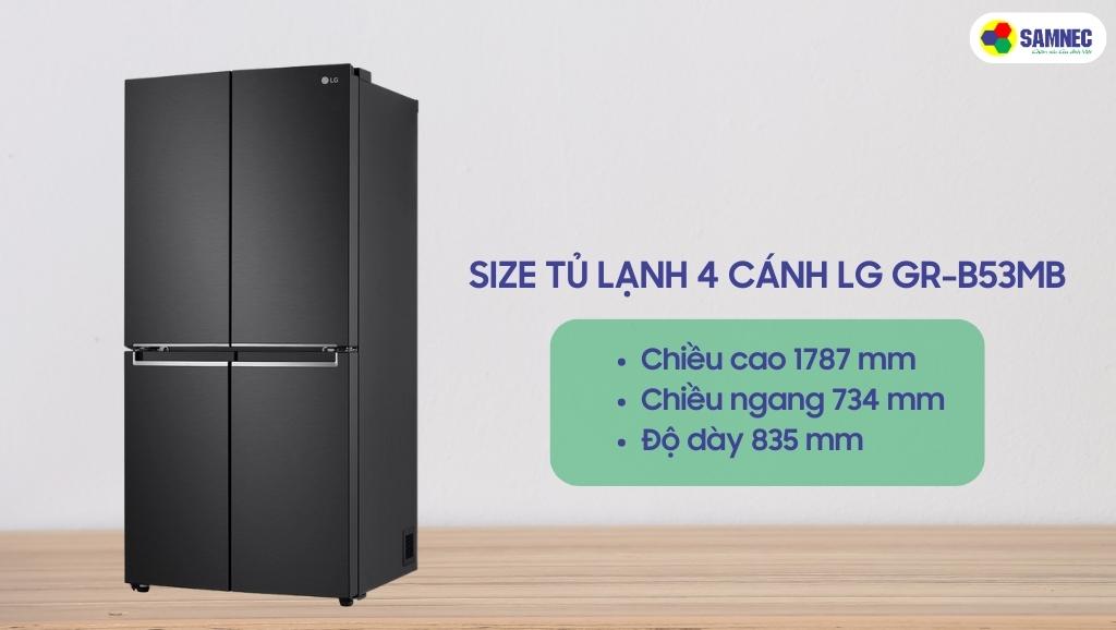 Tủ lạnh 4 cánh LG GR-B53MB