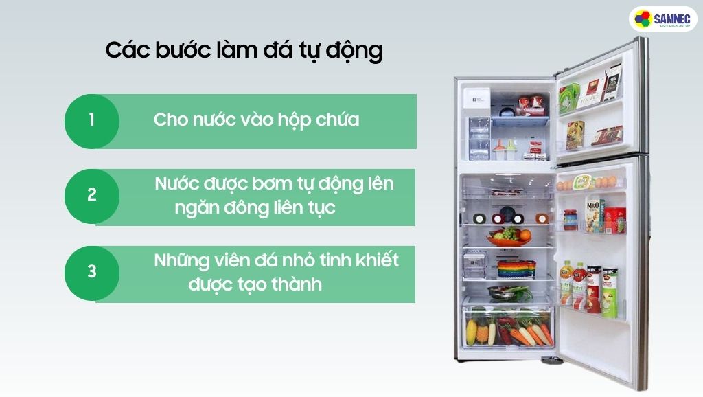 Các bước làm đá tự động của tủ lạnh