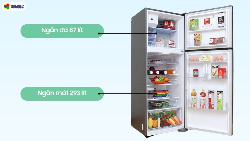 Thiết kế 2 ngăn của tủ lạnh Samsung Inverter 380 lít RT38K5982SL/SV