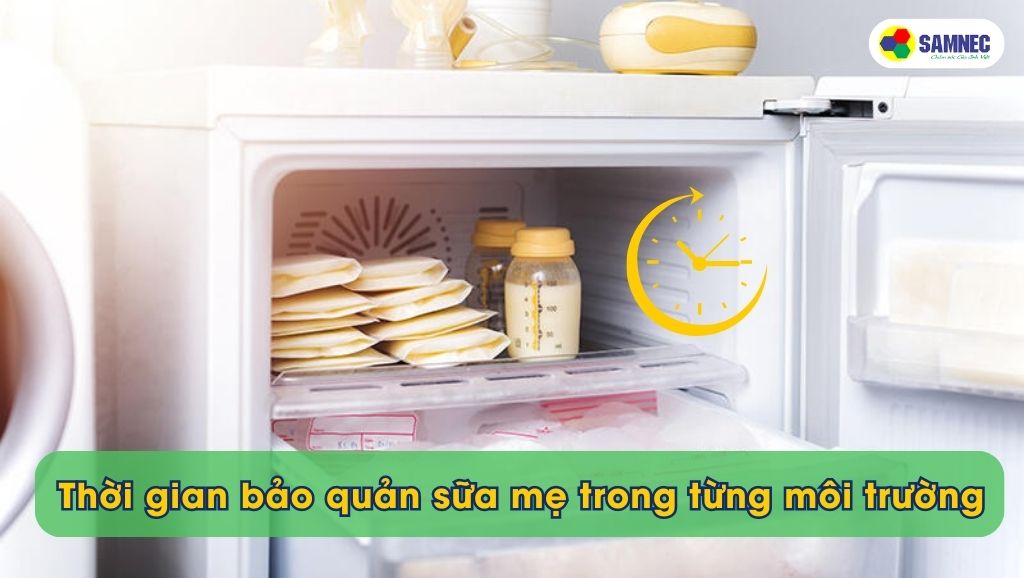 Thời gian bảo quản sữa mẹ trong các môi trường