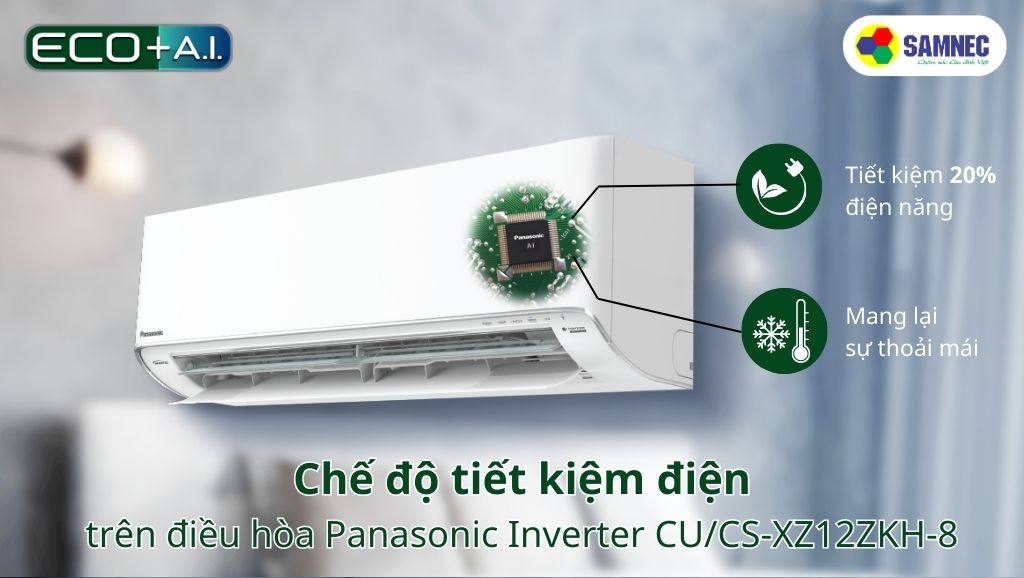 Chế độ tiết kiệm điện năng trên điều hòa Panasonic Inverter CU/CS-XZ12ZKH-8