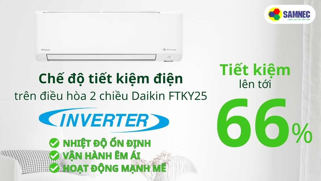 Chế độ tiết kiệm điện trên điều hòa 2 chiều Daikin FTKY25