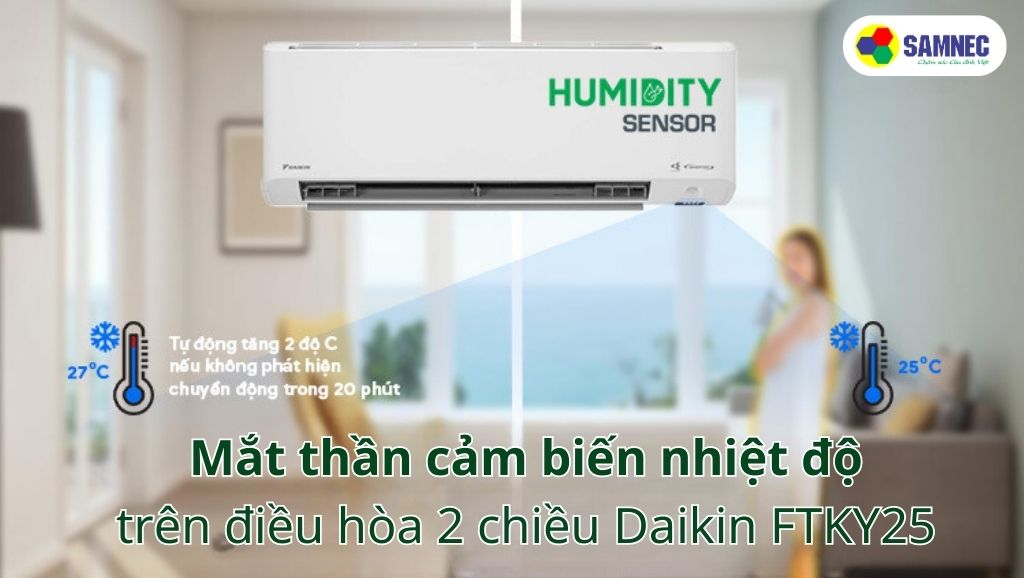 Mắt thần cảm biến nhiệt độ trên điều hòa 2 chiều Daikin FTKY25