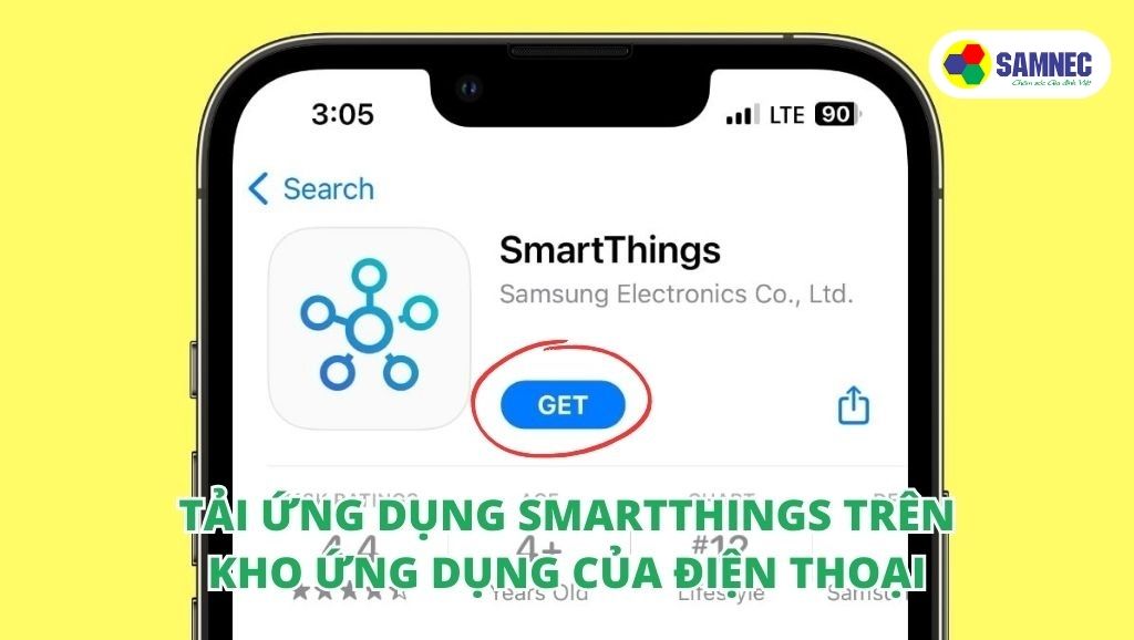 Tải ứng dụng SmartThings trên kho ứng dụng của điện thoại