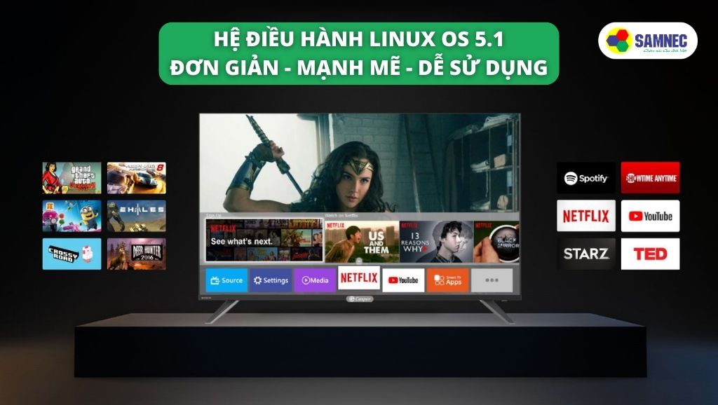 Hệ điều hành Linux OS 5.1 trên tivi Casper Gardenia 4K 55 inch 55UX6200