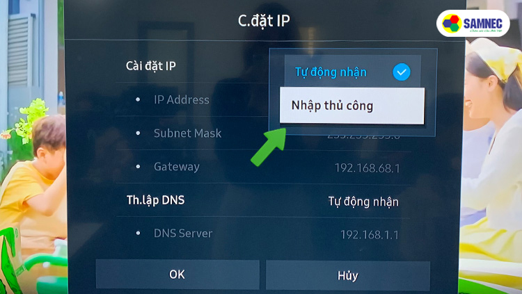 Nhập thủ công địa chỉ IP