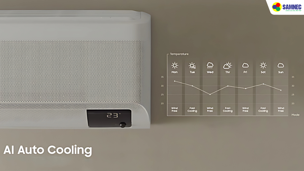 Công nghệ AI Auto Cooling trên dòng điều hòa Samsung Wind-Free
