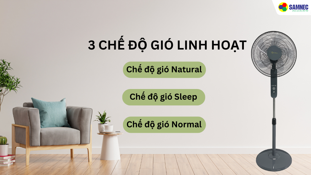 Tận hưởng luồng gió mát lạnh với 3 chế độ gió linh hoạt