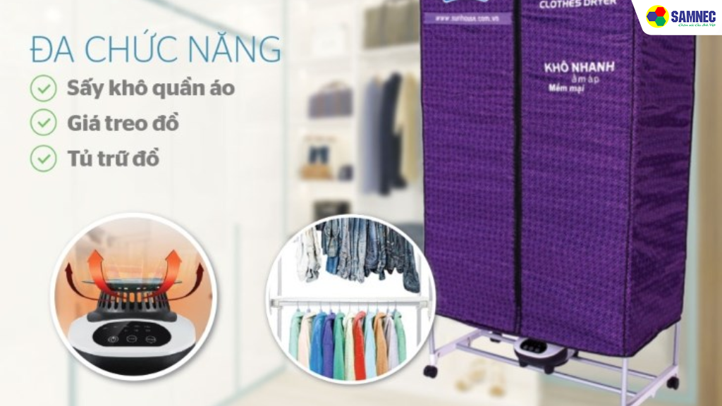 Không gian sấy rộng rãi