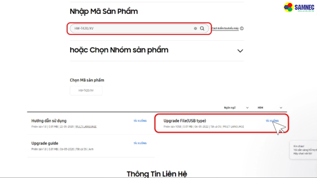 Reset bằng update phần mềm bằng cổng USB