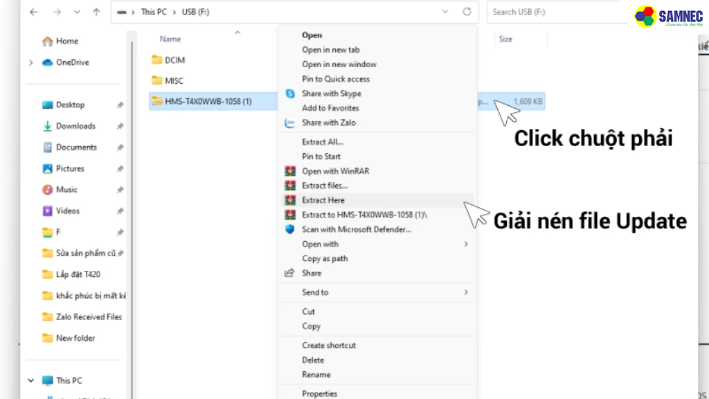 Reset bằng update phần mềm bằng cổng USB