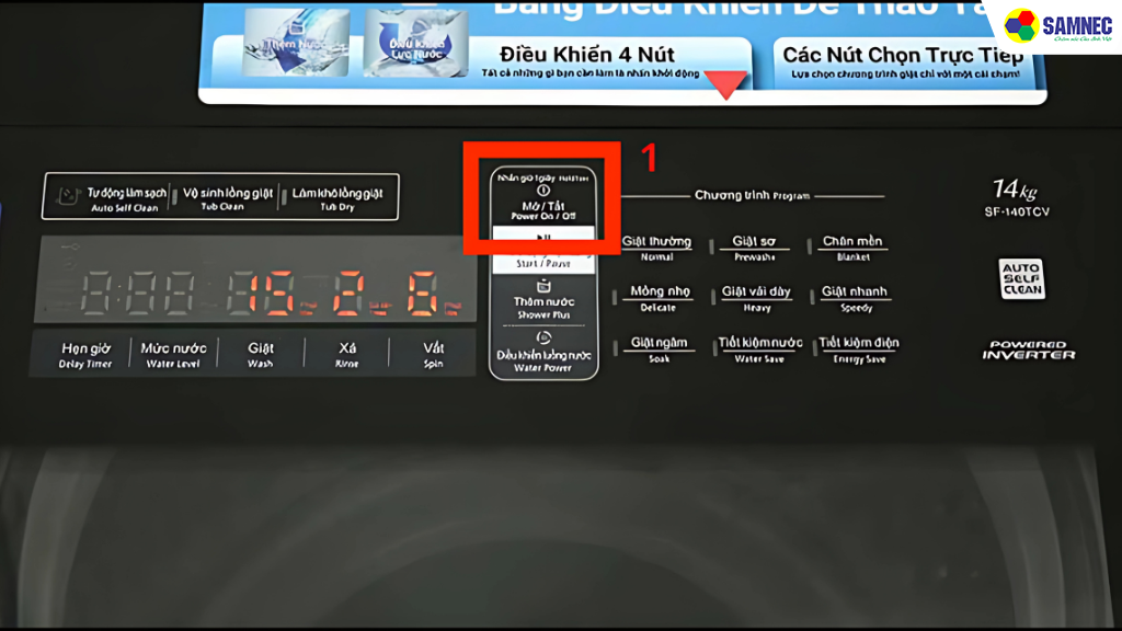 Bước 1: Nhấn nút Power (nút nguồn) để bật máy.