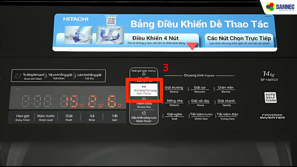 Bước 3: Nhấn nút Start/Pause (Khởi động/Tạm dừng) để bắt đầu.