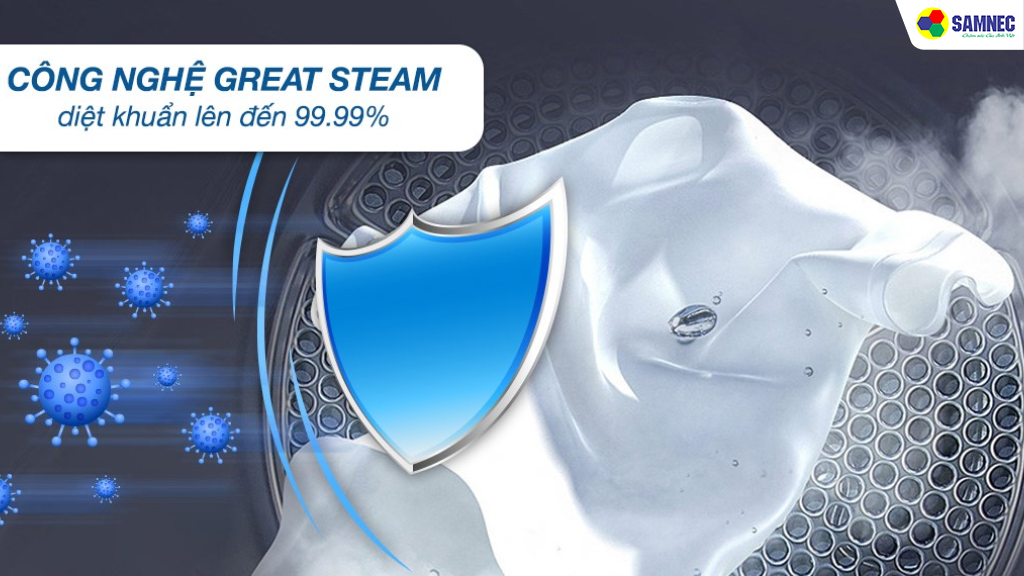 Công nghệ giặt hơi nước Great Stream kháng khuẩn, khử mùi 