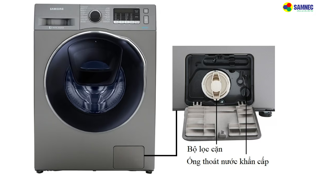 Bước 2: Thường xuyên vệ sinh bộ lọc cặn và ống thoát nước khẩn cấp