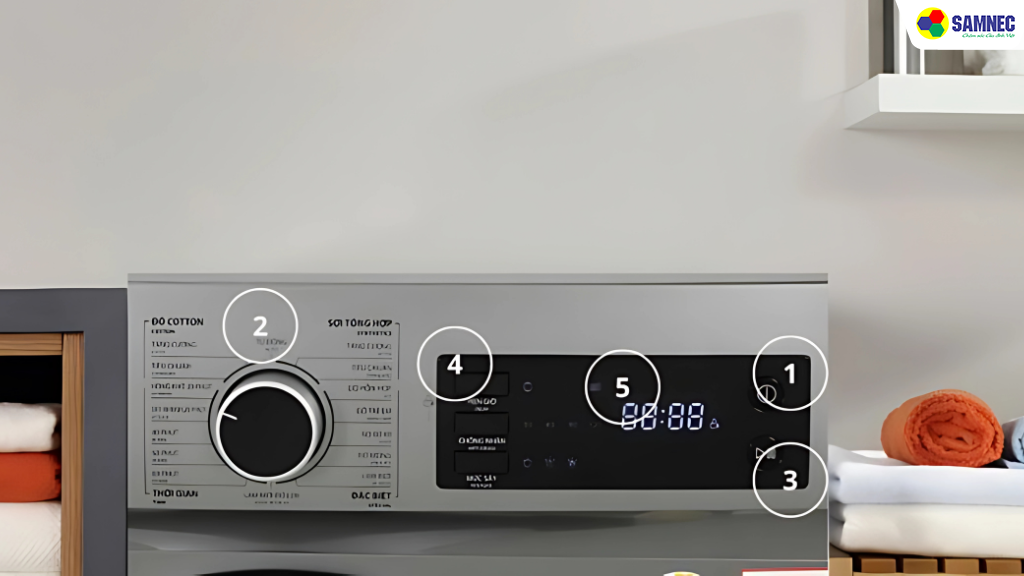 Các nút chức năng trên máy sấy quần áo Toshiba