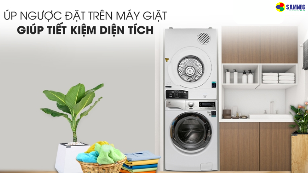 Úp ngược lên trên máy giặt