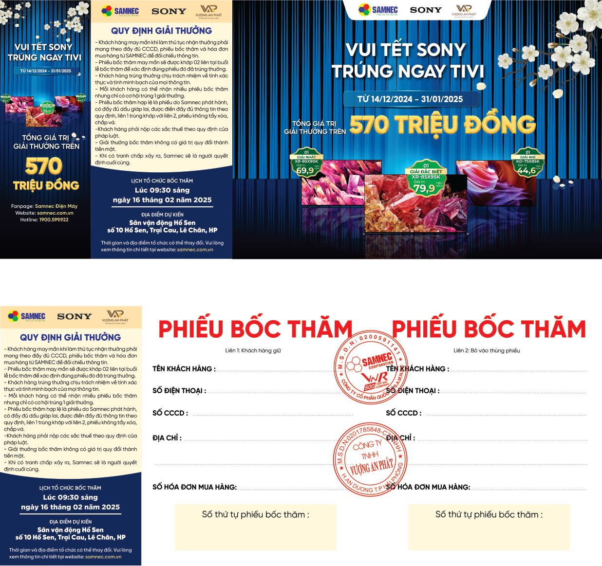 phiếu bốc thăm vui tết sony trúng ngay tivi