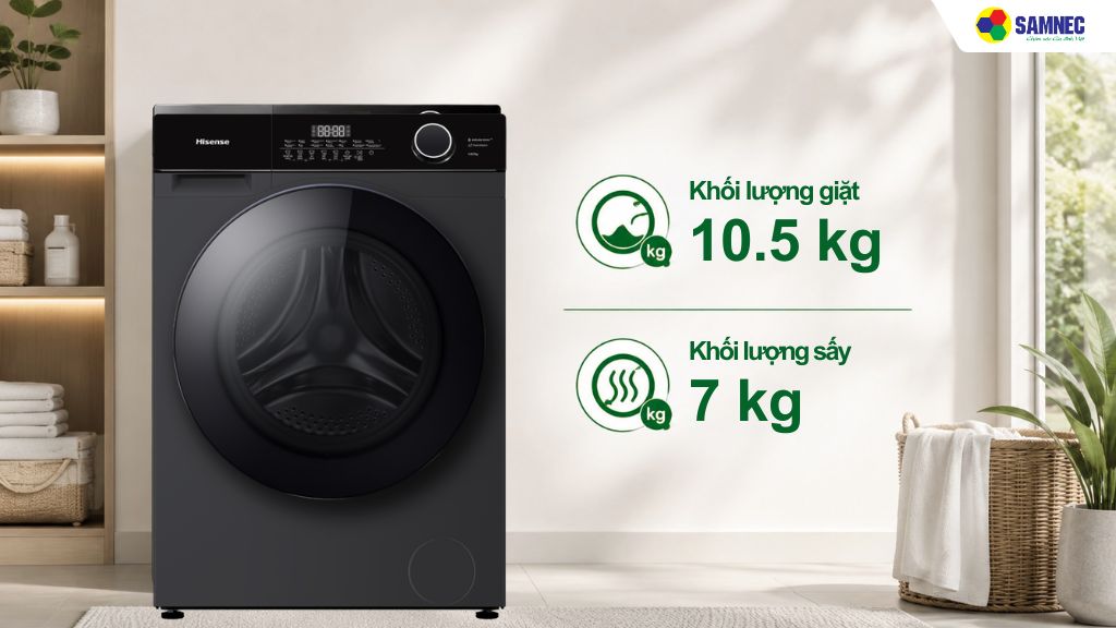 khối lượng giặt sấy WD105M3