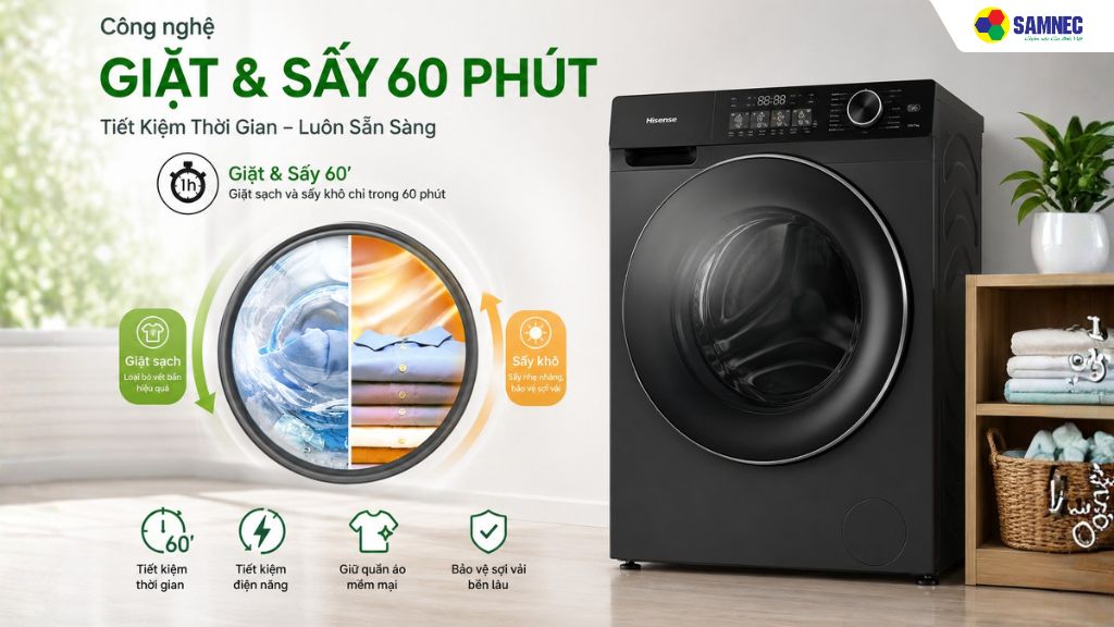 Giặt & Sấy siêu tốc 60 phút