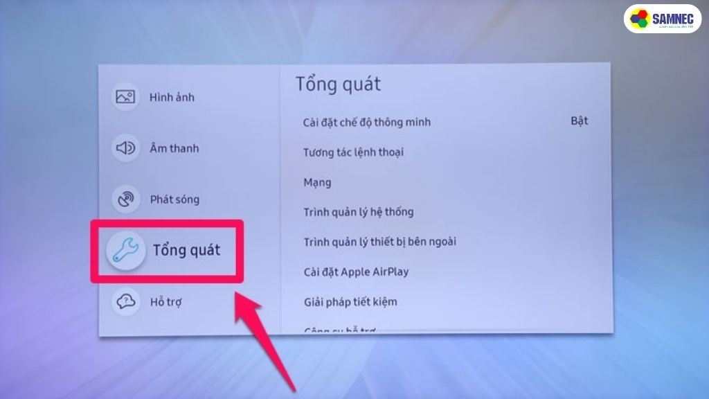 Bước 3: Kéo xuống và chọn phần "Tổng quát" (General).