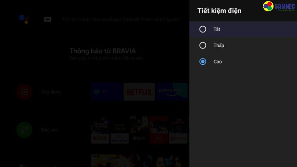 Bước 6: Sau đó tùy chọn các mức tiết kiệm điện khác nhau phù hợp với nhu cầu sử dụng.