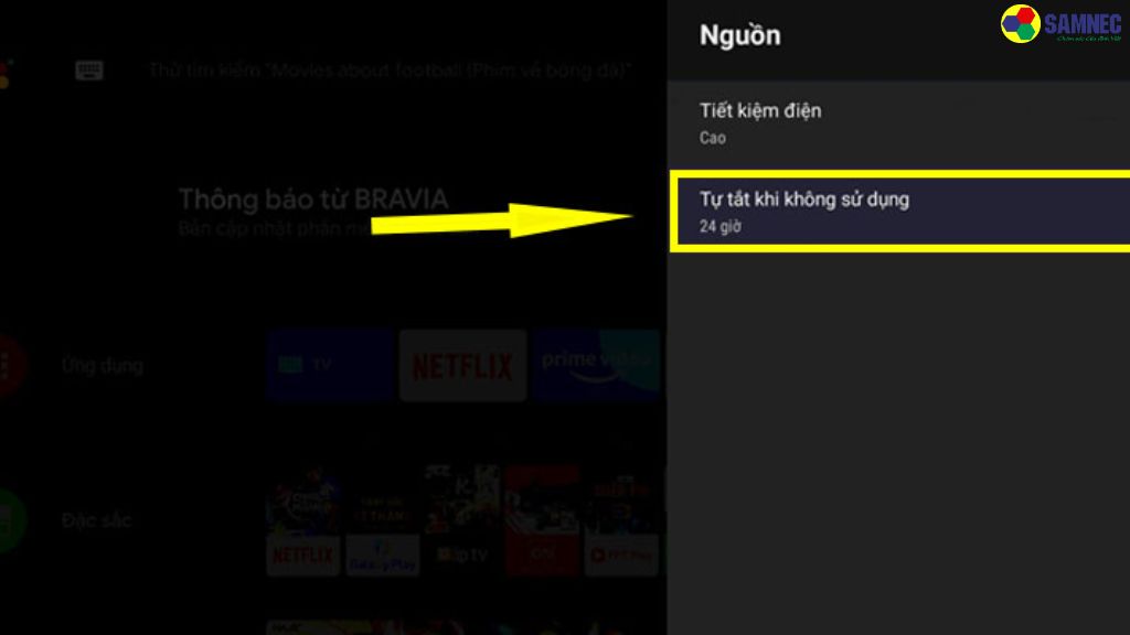 Bước 7: Bạn cũng có thể chọn chế độ "Tự tắt khi không sử dụng"/"Itself off when not in use" để tiết kiệm điện.
