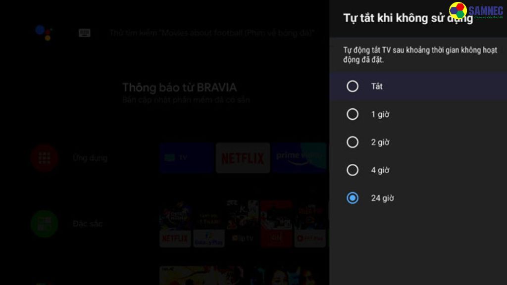 Bước 8: Tại đây bạn tùy chọn thời gian sẽ tắt tivi.