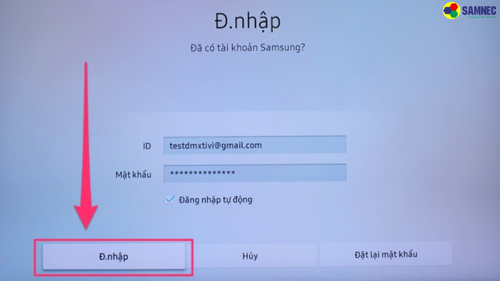 Bước 3: Chọn "Đ.nhập" (Login).