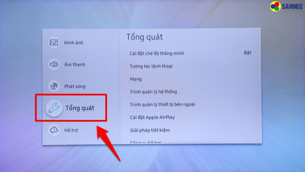 Bước 3: Chọn "Tổng quát" (General)