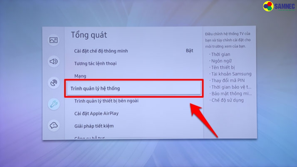 Bước 4: Chọn “Trình quản lý hệ thống” (System Management).