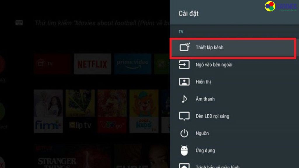 Điều hướng đến Channel & Inputs (Kênh & Ngõ vào),