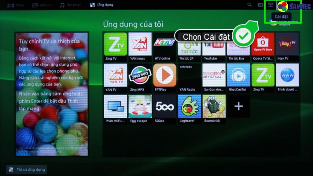 Chọn mục Cài đặt