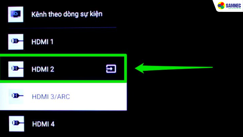 Sử dụng remote của tivi, chọn nguồn 