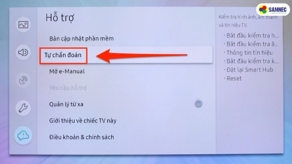 chọn phần "Tự chẩn đoán".