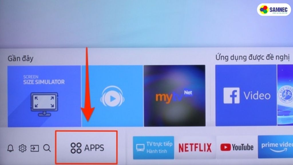 Di chuyển để tìm và chọn mục "APPS".