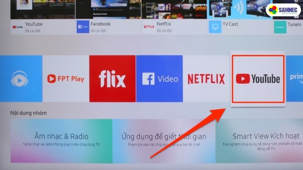 Tìm đến biểu tượng ứng dụng YouTube.