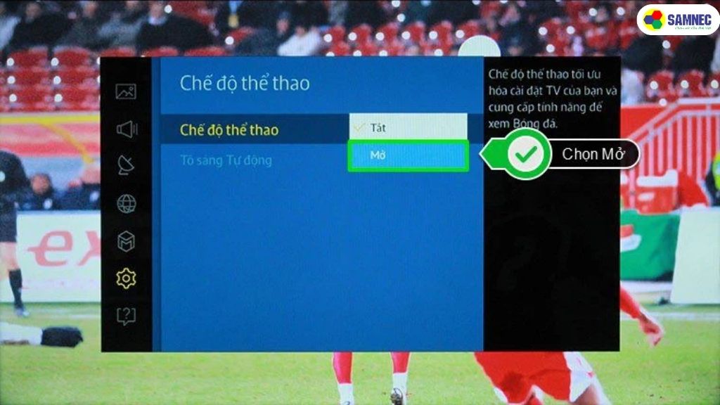 Ở giao diện Chế độ thể thao, bạn chọn Mở chế độ thể thao để kích hoạt.