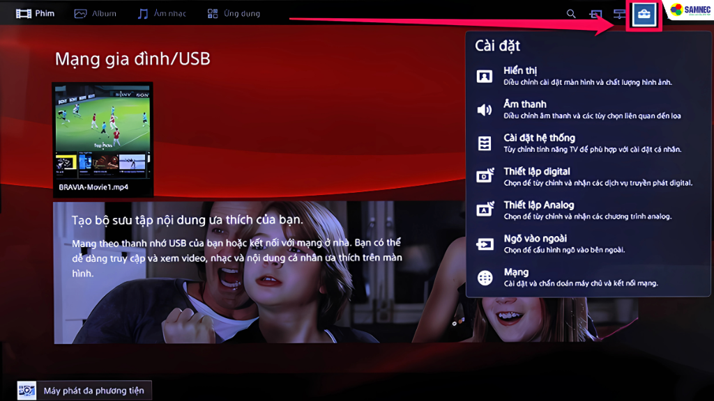khôi phục cài đặt gốc tivi Sony bằng phím cứng