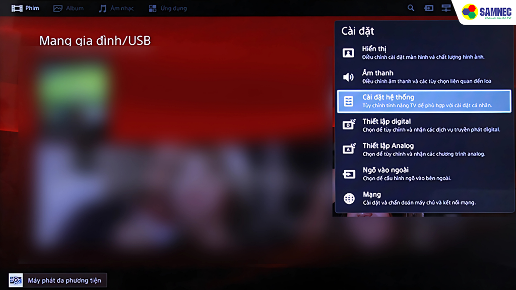 khôi phục cài đặt gốc tivi Sony bằng phím cứng