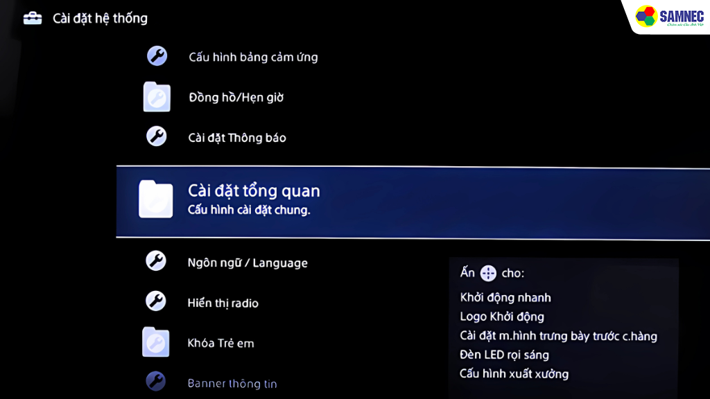 khôi phục cài đặt gốc tivi Sony bằng phím cứng