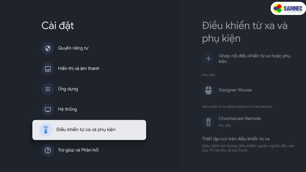 Ghép nối Remote với Google TV/ Android TV 