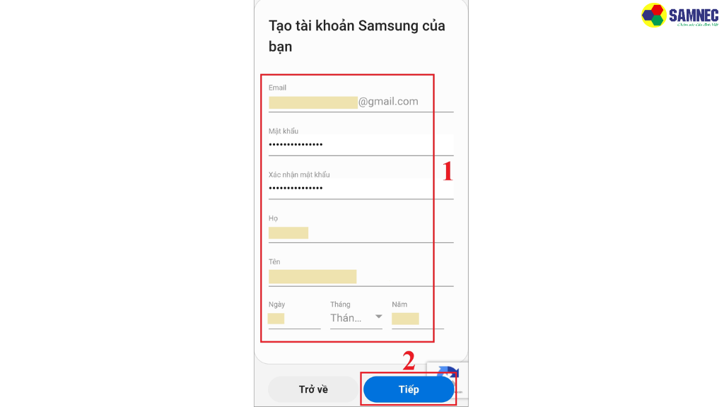 Bước 3: Samsung sẽ gửi một mã xác minh đến địa chỉ Gmail của bạn.