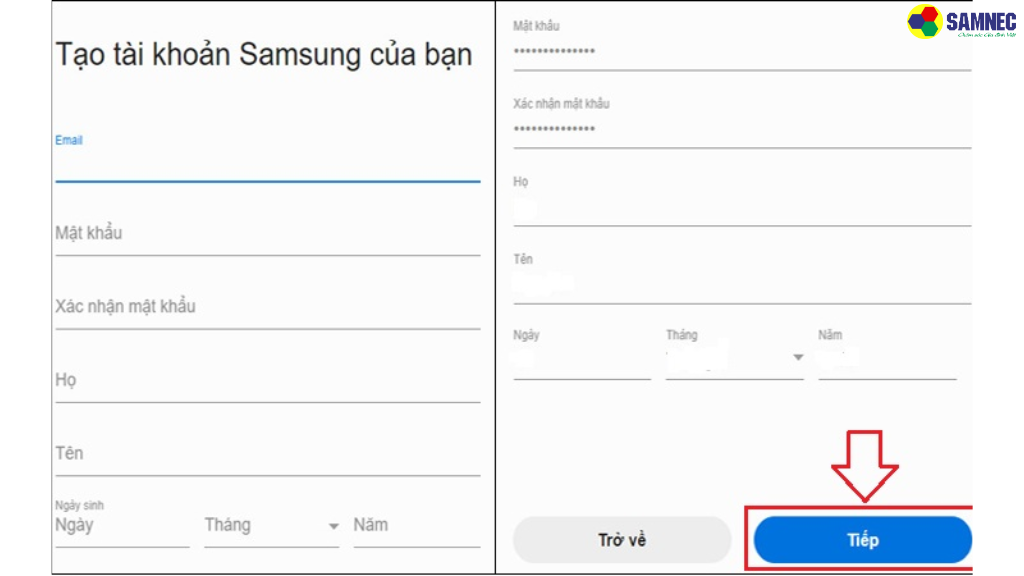 Bước 3: Điền đầy đủ thông tin cần thiết như: